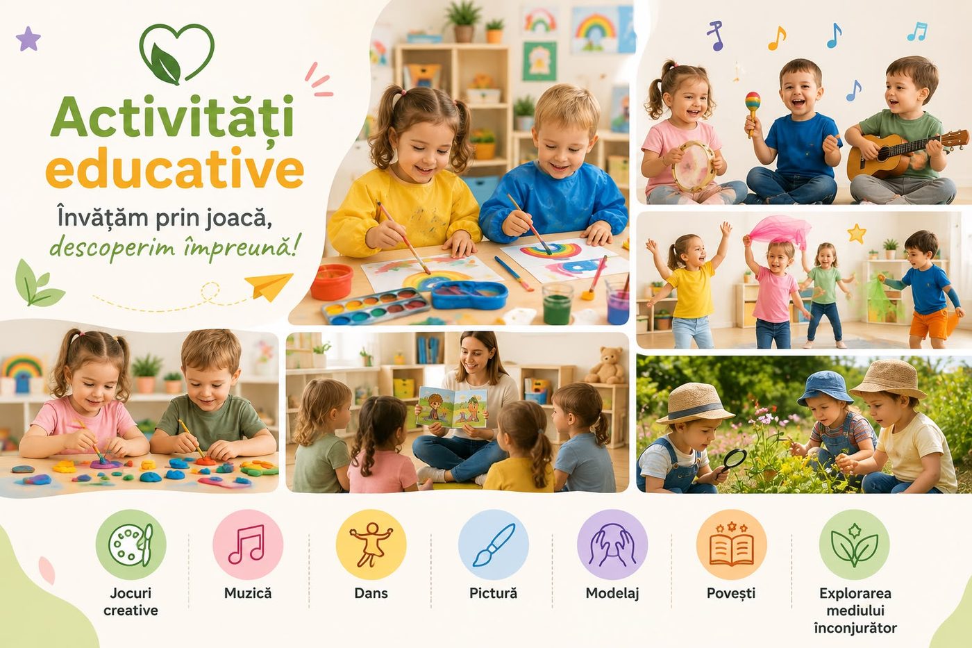 Activități educative — jocuri, muzică, pictură, povești