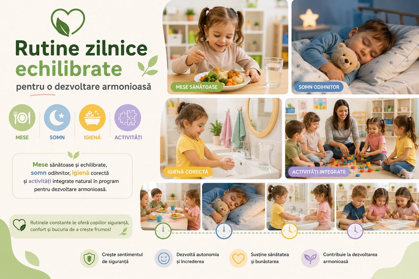 Rutine zilnice echilibrate — mese, somn, igienă, activități